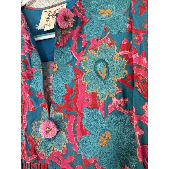 Figue Lucie Mini Dress Floral Embroidered Size XS Long Sleeve - Picture 7 of 13